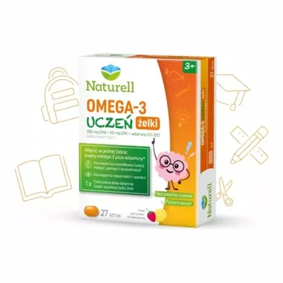 Naturell Omega-3 Uczeń Żelki O Smaku Cytrynowo-Truskawkowym 27 Sztuk