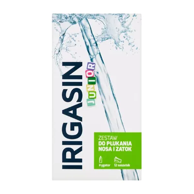Irigasin Junior Zestaw Do Płukania Nosa I Zatok 12 Saszetek + Irygator