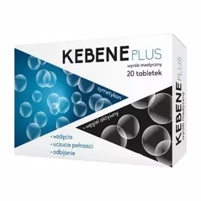 Kebene Plus 50mg + 300mg Węgiel + Symetykon 20 Tabletek