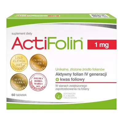 Polski Lek Actifolin 1 mg Aktywny Folian IV Generacji 60 tabletek