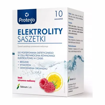 Protego Elektrolity Smak Cytryna-Malina Odwodnienie. Biegunka 10 Saszetek