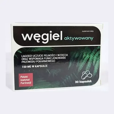 Węgiel Aktywowany 150mg Wzdęcia Uczucie Pełności Trawienie 30 Kapsułek