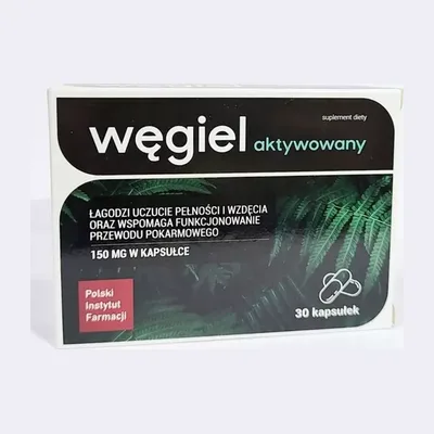 Węgiel Aktywowany 150mg Wzdęcia Uczucie Pełności Trawienie 30 Kapsułek