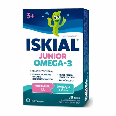 Iskial Junior Omega-3 Witamina D3 Żelki O Smaku Truskawkowym 30 Sztuk