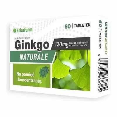 Ginkgo Naturale 120mg Wsparcie Mikrokrążenia Mózgowego 60 Tabletek