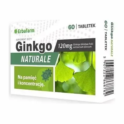 Ginkgo Naturale 120mg Wsparcie Mikrokrążenia Mózgowego 60 Tabletek