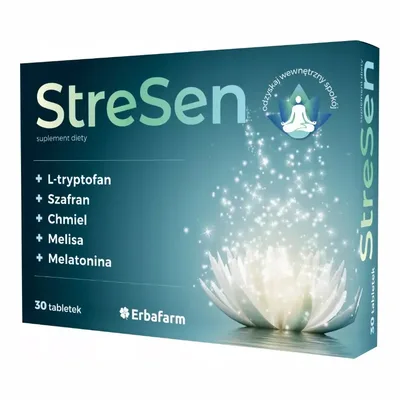 StreSen Melatonina Chmiel Szafran Na Stres 30 Tabletek