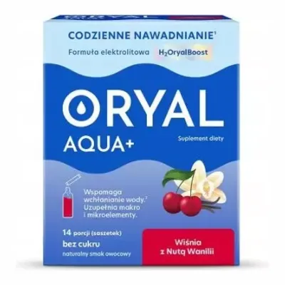 Oryal Aqua+ Elektrolity Z Prebiotykiem Wiśnia Z Nutą Wanilii 14 Saszetek
