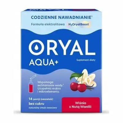 Oryal Aqua+ Elektrolity Z Prebiotykiem Wiśnia Z Nutą Wanilii 14 Saszetek