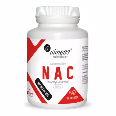 Aliness NAC N-Acetyl L-Cysteina Wątroba Płodność Odporność 100 Tabletek