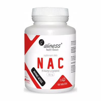 Aliness NAC N-Acetyl L-Cysteina Wątroba Płodność Odporność 100 Tabletek