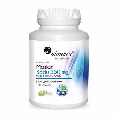 Aliness Maślan Sodu 720mg Kwas Masłowy Zdrowe Jelita Trawienie 100 Kapsułek