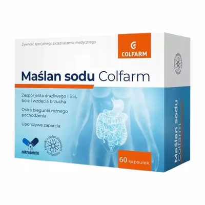 Maślan Sodu 300mg Wzdęcia Biegunki Zaparcia IBS 60 Kapsułek