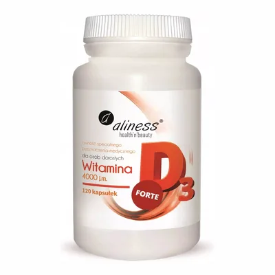 Aliness Witamina D3 Forte 4000 j.m. Odporność Kości Nadwaga 120 Kapsułek