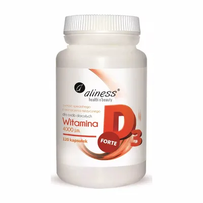 Aliness Witamina D3 Forte 4000 j.m. Odporność Kości Nadwaga 120 Kapsułek