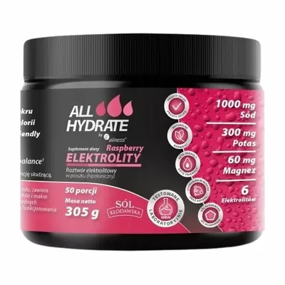 Aliness AllHydrate Elektrolity Malina Magnez Potas Sód 305g 50 Porcji