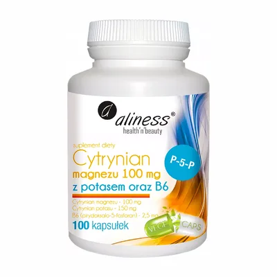 Aliness Cytrynian Magnezu Z Potasem 100 Vege Kapsułek