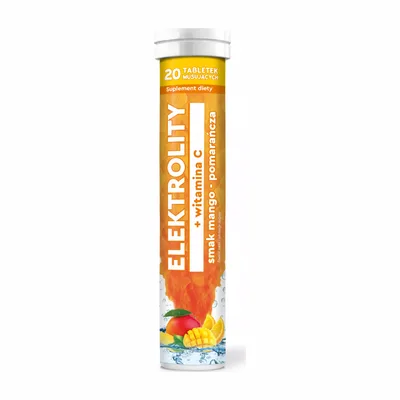 Elektrolity + Witamina C Smak Mango-Pomarańcza 20 Tabletek Musujących
