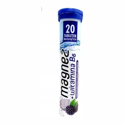 Magnez + Witamina B6 Smak Jeżynowy 20 Tabletek Musujących