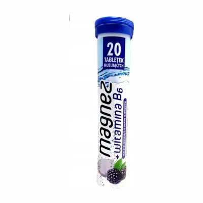 Magnez + Witamina B6 Smak Jeżynowy 20 Tabletek Musujących