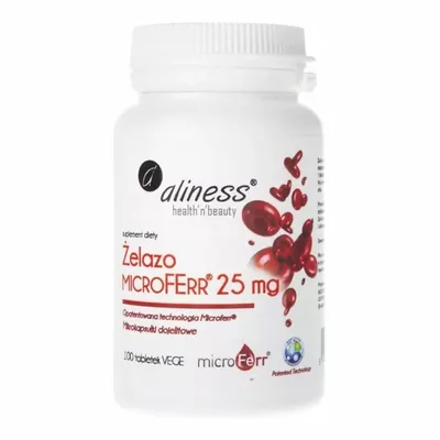 Aliness Żelazo Organiczne 25mg 100 Vege Tabletek