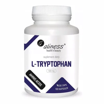 Aliness L-Tryptofan Tryptophan 500mg Dobry Sen Stres 100 Kapsułek