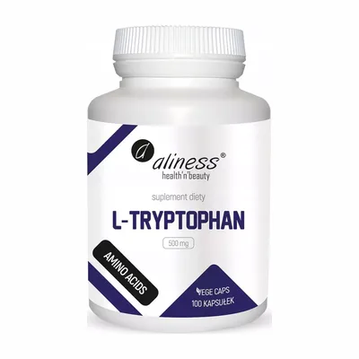 Aliness L-Tryptofan Tryptophan 500mg Dobry Sen Stres 100 Kapsułek