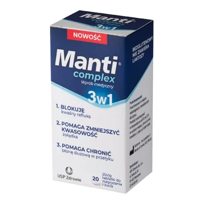 Manti Complex 3w1 Na Zgagę Do Rozgryzania I Żucia 20 Tabletek