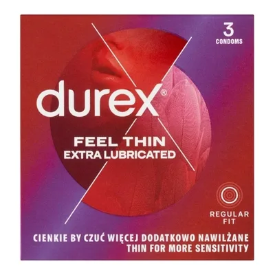 Prezerwatywy Durex Feel Thin Extra Cienkie Dodatkowe Nawilżenie 3 Sztuki