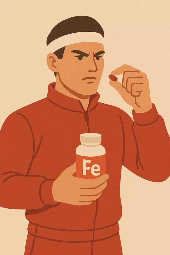 Sportowiec przyjmujący żelazo