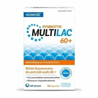 Multilac Synbiotyk 60+ 20 kapsułek Probiotycznych