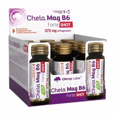 Zestaw Olimp Chela Mag B6 Forte Shot Smak Pomarańczowy 9 x 25ml
