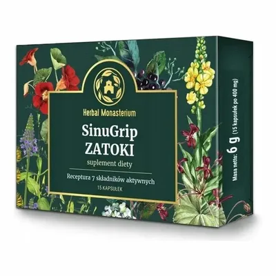 SinuGrip Zatoki Andrographis + Werbena Herbal Pharmaceuticals 15 Kapsułek