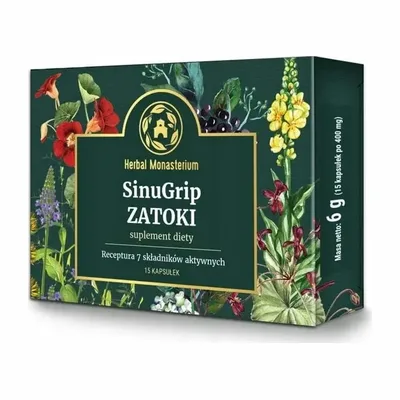 SinuGrip Zatoki Andrographis + Werbena Herbal Pharmaceuticals 15 Kapsułek