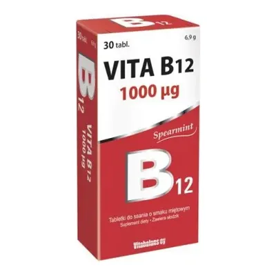 Vita B12 1000mcg Witamina B O Smaku Miętowym 30 Tabletek Do Ssania