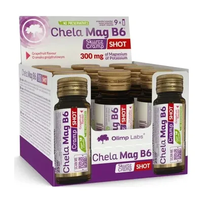 Zestaw Olimp Chela Mag B6 Skurcz Shot Smak Grejpfrutowy 9 x 25ml