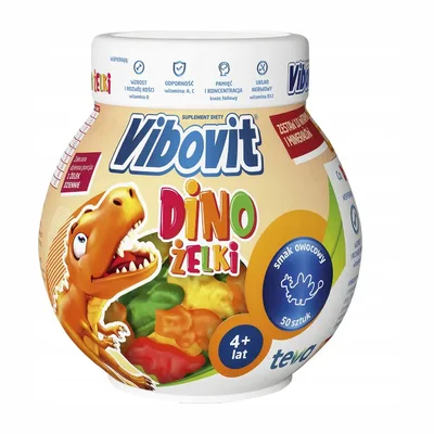 Vibovit Dino Żelki Zestaw Witamin I Minerałów Owocowe  50 Sztuk