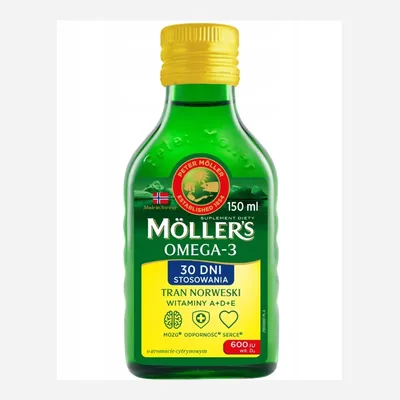 Möller's Tran Norewski Cytrynowy Odporność Mózg 150ml