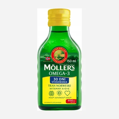 Möller's Tran Norewski Cytrynowy Odporność Mózg 150ml