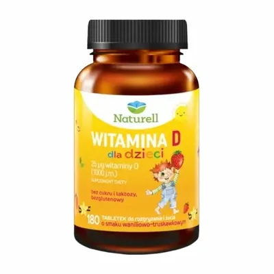 Naturell Witamina D  Dla Dzieci 180 Tabletek Do Żucia I Rozgryzania