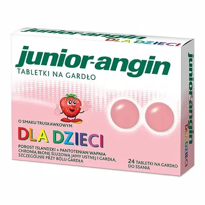 Junior-Angin Na Gardło Dla Dzieci Smak Truskawkowy 24 Tabletki Do Ssania