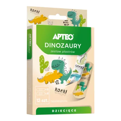 Apteo Zestaw Plastrów Dla Dzieci Dinozaury 12 Sztuk