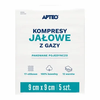 Kompresy Gazy Jałowej APTEO CARE 9x9cm 5 Sztuk