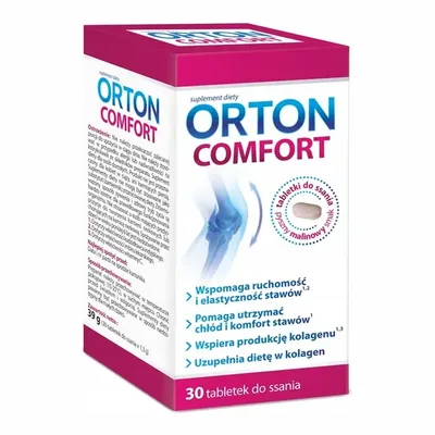 Orton Comfort Kolagen + Witamina C + Kwas Hialuronowy 30 Tabletek Do Ssania
