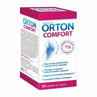 Orton Comfort Kolagen + Witamina C + Kwas Hialuronowy 30 Tabletek Do Ssania