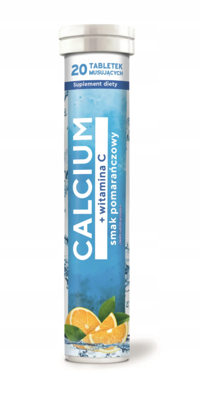 Calcium + Witamina C Smak Pomarańczowy 20 Tabletek Musujących