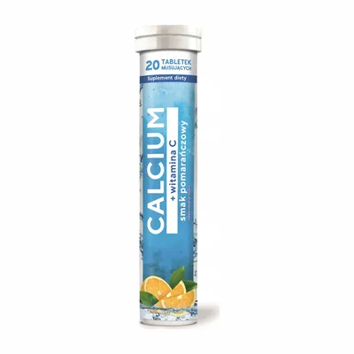 Calcium + Witamina C Smak Pomarańczowy 20 Tabletek Musujących