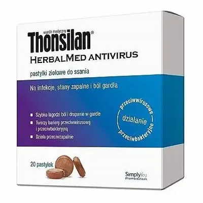 Thonsilan HerbalMed Antivirus Pastylki Ziołowe Do Ssania 20 Szt