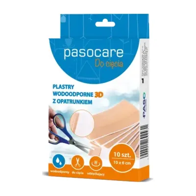 Plastry Wodoodporne 3D Z Opatrunkiem 10 x 6 cm 10 szt Pasocare