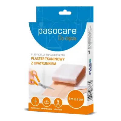 Plaster Tkaninowy Z Opatrunkiem Do Cięcia 1 m x 6 cm Pasocare
